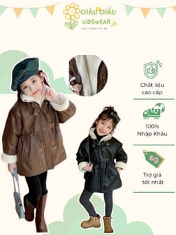 Áo khoác da lót lông thỏ cho bé gái, thiết kế dễ thương, ấm áp cho mùa thu đông, thời trang trẻ em Quảng Châu. 3