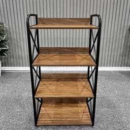 Kệ Gỗ Nhà Bếp Để Lò Vi Sóng, Nồi Chiên 3-4-5 Tầng Mặt Gỗ MDF Khung Sắt Sơn Tĩnh Điện Chống Gỉ Bền 5