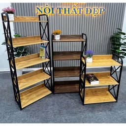 Kệ Gỗ Nhà Bếp Để Lò Vi Sóng, Nồi Chiên 3-4-5 Tầng Mặt Gỗ MDF Khung Sắt Sơn Tĩnh Điện Chống Gỉ Bền 1