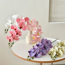 Hoa Lan Hồ Điệp Cao Cấp Nhân Tạo 9 bông cao 100cm trang trí phòng khách, văn phòng, Chậu Lan tặng khách 1