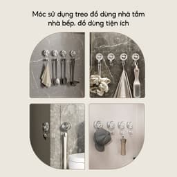 Móc Treo Đồ Dán Tường Hút Chân Không JYoohome Móc Dính Tường Treo Túi Ví Quần Áo Khoá Phụ Kiện 4