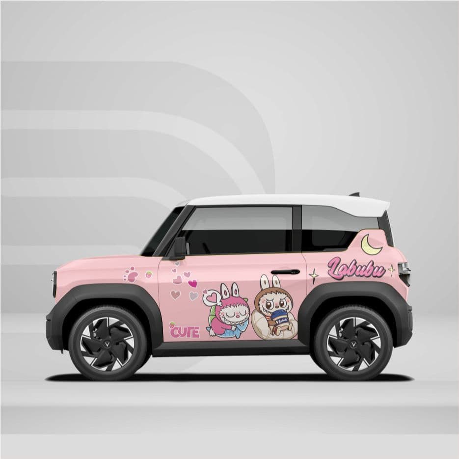 [HỎA TỐC] Sticker Tem Dán Decal Xe VF3 Mẫu Hình Labubu In Hình Theo Yêu Cầu IB Shop Temxe.Net