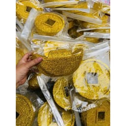 Đồng tiền vàng, đĩnh vàng mô hình trang trí tết bằng mút xốp decor nhiều kích cỡ 4