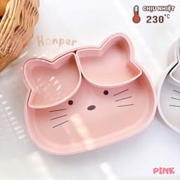 (THANH LÝ) khay ăn dặm silicon đế hít honper hình thỏ, hình mèo siêu xinh cho bé ăn dặm 8