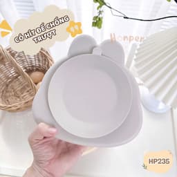 (THANH LÝ) khay ăn dặm silicon đế hít honper hình thỏ, hình mèo siêu xinh cho bé ăn dặm 9