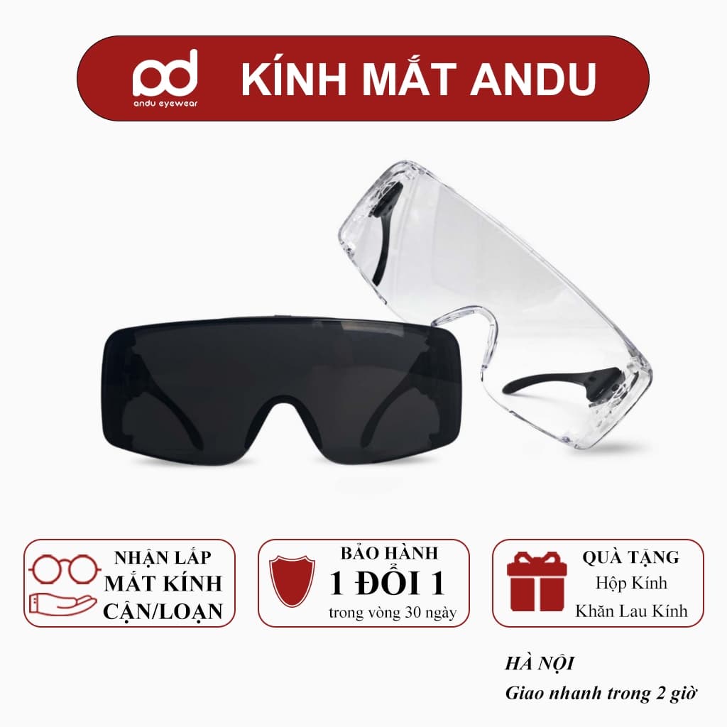 Kính chắn bụi đi đường ANDU EYEWEAR chống tia UV, hạn chế bám hơi nước chất liệu nhựa cao cấp