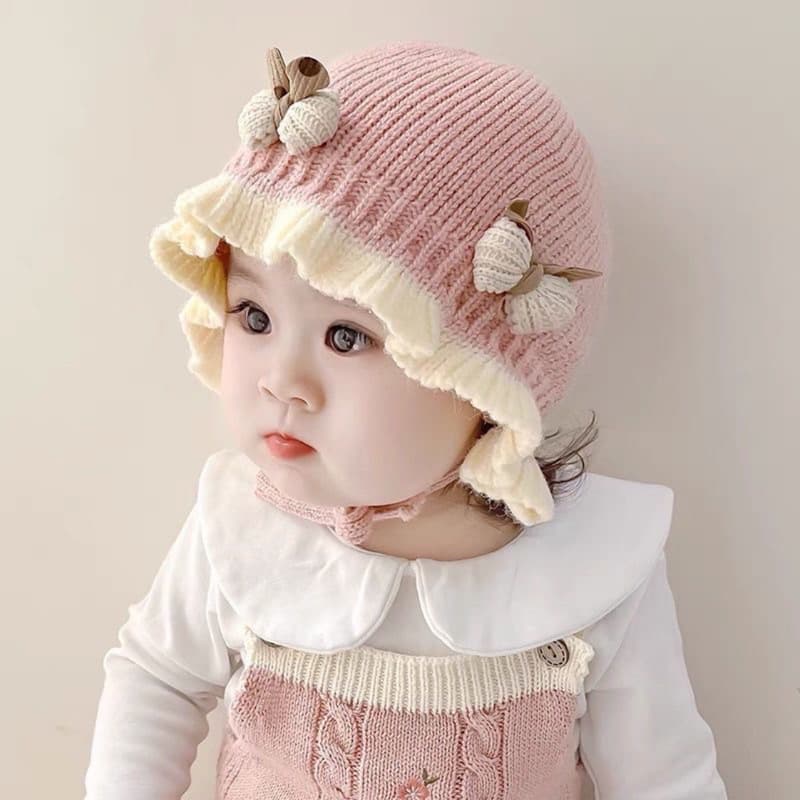 Mũ len bèo thắt nơ cho bé gái đáng yêu, nón len giữ ấm hàng 2 lớp