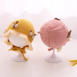 Mũ len bèo thắt nơ cho bé gái đáng yêu, nón len giữ ấm hàng 2 lớp 2