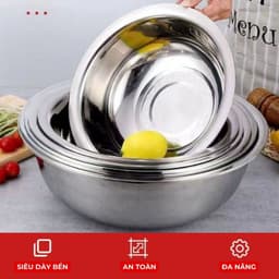 Thau Inox Sâu Lòng Cao Cấp Siêu Dày Bền Đẹp An Toàn Nhiều Size Đa Năng Tiện Lợi 2