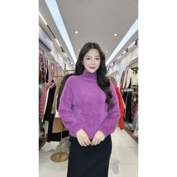 Áo len lông thỏ trơn kiểu dáng xuông chất len thỏ mềm mịn tay bồng siêu xinh Evalover 9