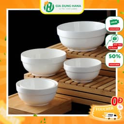 Tô Sứ Trắng To Có Ngấn Trơn Dày Dặn Đa Năng Tiện Lợi Độ Bền Cao 1