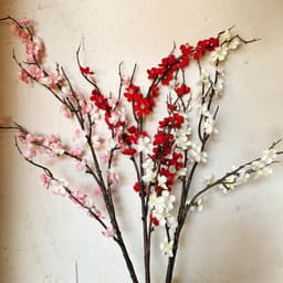 Cành Hoa Mai Cổ Trang Trí Tết, 1 Cành Cao 90cm, 5 Nhánh Nhiều Hoa Lụa, Cành Đào Nhật Giả Cao Cấp 2