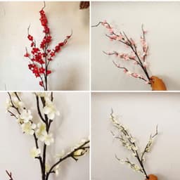 Cành Hoa Mai Cổ Trang Trí Tết, 1 Cành Cao 90cm, 5 Nhánh Nhiều Hoa Lụa, Cành Đào Nhật Giả Cao Cấp 6