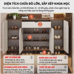 Tủ đựng giày gỗ nhiều ngăn HOMELINE tủ giầy dép thông minh, tủ đựng đồ chất liệu gỗ MDF_D31 2