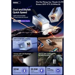Pin Dự Phòng Sạc Nhanh 45W Wekome WP-88 15.000mah và 22.5W Remax RPP-675/ REMAX RPP-553 20.000mah 8