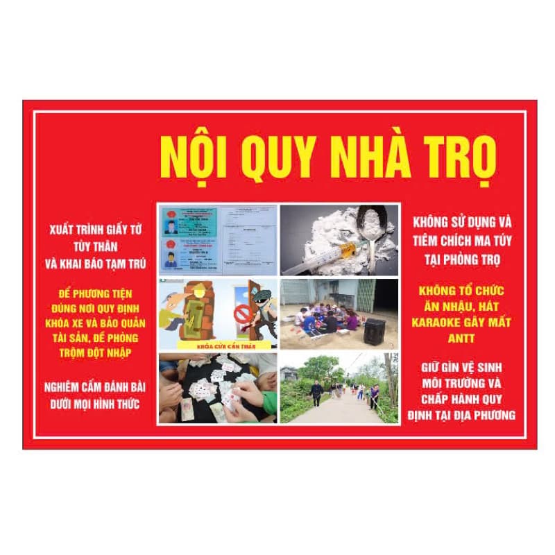Bảng nội quy nhà trọ hàng có sẵn kt 50*34cm