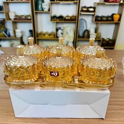 Combo 6 Hũ Thuỷ Tinh Pha Lê Kèm Khay Thuỷ Tinh Cao Cấp Đựng Mứt Tết Lịch Sự Sang Trọng 3