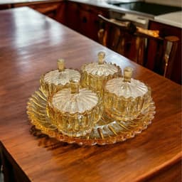 Combo 6 Hũ Thuỷ Tinh Pha Lê Kèm Khay Thuỷ Tinh Cao Cấp Đựng Mứt Tết Lịch Sự Sang Trọng 7