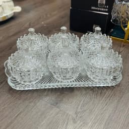 Combo 6 Hũ Thuỷ Tinh Pha Lê Kèm Khay Thuỷ Tinh Cao Cấp Đựng Mứt Tết Lịch Sự Sang Trọng 4