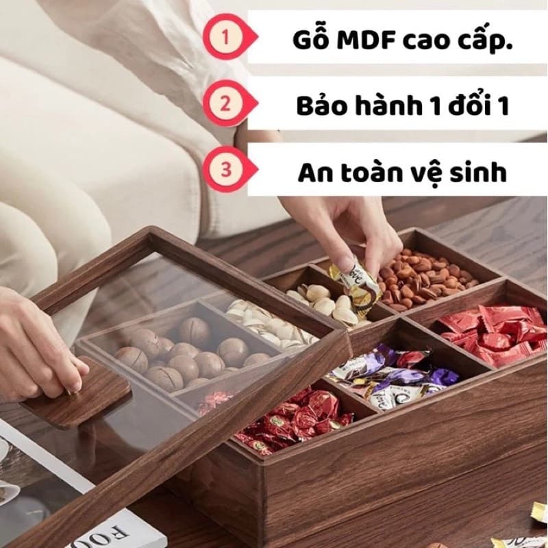 KHAY ĐỰNG MỨT TẾT, HẠT KHÔ, BÁNH KẸO NHIỀU NGĂN SANG TRỌNG MẪU MƠI 2026