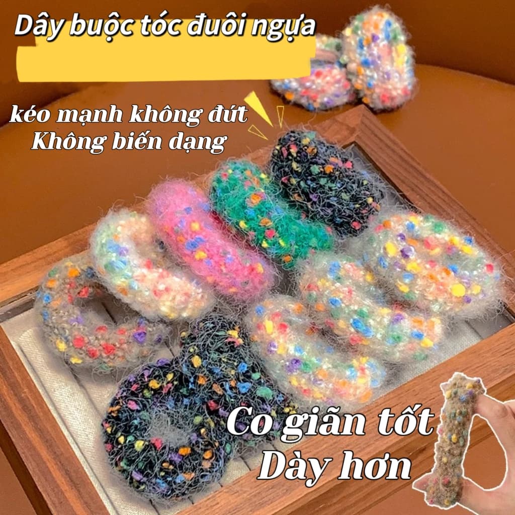 Dây buộc tóc Hình Bánh Donut buộc tóc đuôi ngựa Dây buộc tóc bền co giãn tốt dây buộc tóc mùa thu đông VINBEO-[LU66]