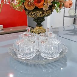 Combo 6 Hũ Thuỷ Tinh Pha Lê Kèm Khay Thuỷ Tinh Cao Cấp Đựng Mứt Tết Lịch Sự Sang Trọng 9