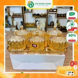 Combo 6 Hũ Thuỷ Tinh Pha Lê Kèm Khay Thuỷ Tinh Cao Cấp Đựng Mứt Tết Lịch Sự Sang Trọng 1