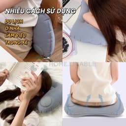 gối bơm hơi,Gối tự bơm hơi,Gối kê cổ du lịch,Gấp gọn dễ dàng, tiện lợi cất giữ,Không cần bơm hơi bằng miệng,Bảo vệ cổ 3