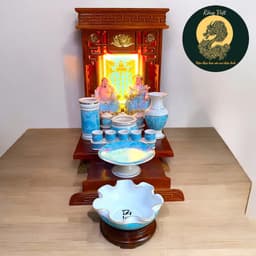 Set ban thờ thần tài tài lộc xanh ngọc RỒNG VIỆT, Bộ thần tài đầy đủ cho gia chủ mệnh mộc, thuỷ 1