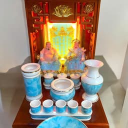 Set ban thờ thần tài tài lộc xanh ngọc RỒNG VIỆT, Bộ thần tài đầy đủ cho gia chủ mệnh mộc, thuỷ 6