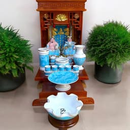 Set ban thờ thần tài tài lộc xanh ngọc RỒNG VIỆT, Bộ thần tài đầy đủ cho gia chủ mệnh mộc, thuỷ 3