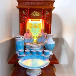 Set ban thờ thần tài tài lộc xanh ngọc RỒNG VIỆT, Bộ thần tài đầy đủ cho gia chủ mệnh mộc, thuỷ 7