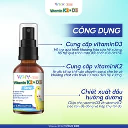 Vitamin Whykids D3K2 Dạng Xịt Giúp Bé Hấp Thụ Canxi Hỗ Trợ Phát Triển Chiều Cao - Chai 15ml 4