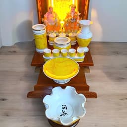 Set ban thần tài men đá vàng RỒNG VIỆT, bộ thờ thần tài đầy đủ cho gia chủ mệnh thổ, kim 4