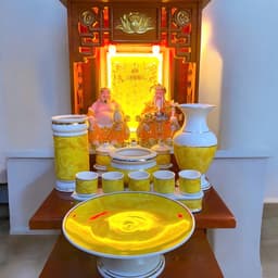 Set ban thần tài men đá vàng RỒNG VIỆT, bộ thờ thần tài đầy đủ cho gia chủ mệnh thổ, kim 2