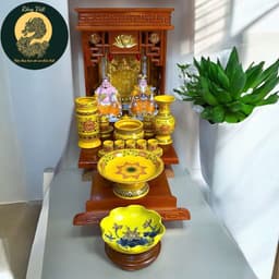 Set ban thần tài gấm vàng RỒNG VIỆT, bộ thờ thần tài đầy đủ cho gia chủ mệnh thổ, kim 1