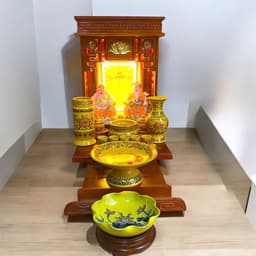 Set ban thần tài gấm vàng RỒNG VIỆT, bộ thờ thần tài đầy đủ cho gia chủ mệnh thổ, kim 3
