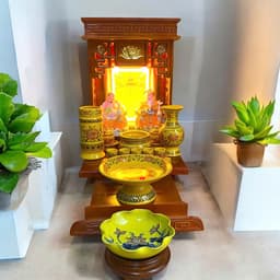 Set ban thần tài gấm vàng RỒNG VIỆT, bộ thờ thần tài đầy đủ cho gia chủ mệnh thổ, kim 8