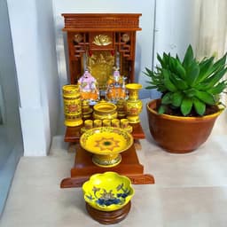 Set ban thần tài gấm vàng RỒNG VIỆT, bộ thờ thần tài đầy đủ cho gia chủ mệnh thổ, kim 2