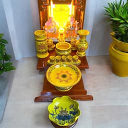 Set ban thần tài gấm vàng RỒNG VIỆT, bộ thờ thần tài đầy đủ cho gia chủ mệnh thổ, kim 7