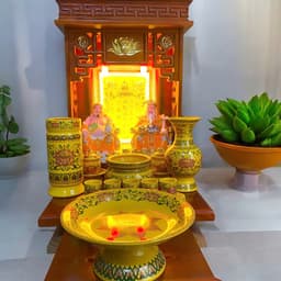 Set ban thần tài gấm vàng RỒNG VIỆT, bộ thờ thần tài đầy đủ cho gia chủ mệnh thổ, kim 6