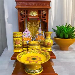 Set ban thần tài gấm vàng RỒNG VIỆT, bộ thờ thần tài đầy đủ cho gia chủ mệnh thổ, kim 5