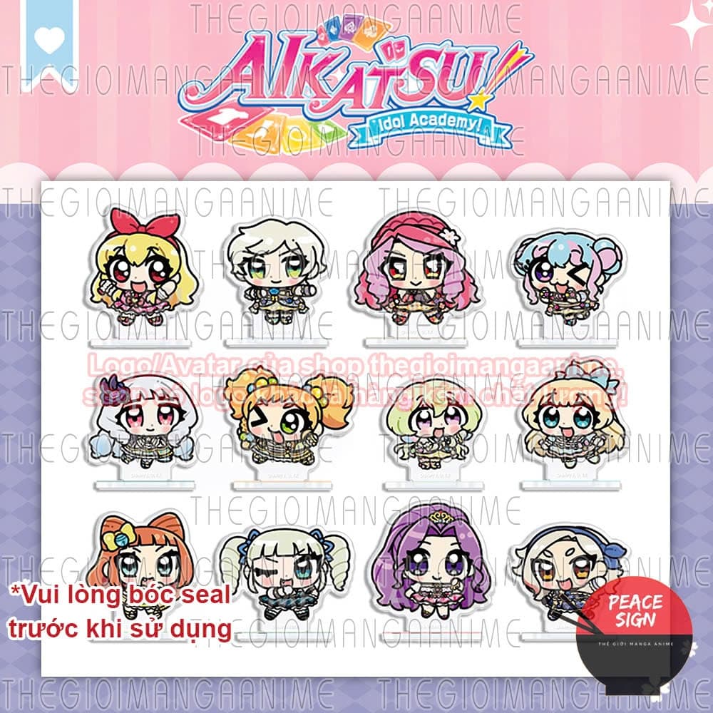 (mua 1 tặng 1) (3cm) Mô hình AIKATSU! ver CHIBI LÙN standee mica tượng in hình manga anime mica trưng bày chibi