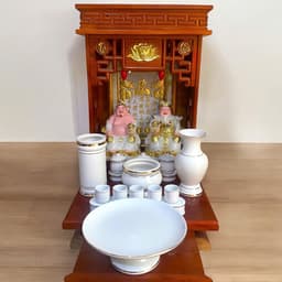 Set ban thần tài sứ trắng RỒNG VIỆT, bộ thờ thần tài đầy đủ cho gia chủ mệnh kim, thuỷ 4