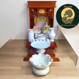 Set ban thần tài sứ trắng RỒNG VIỆT, bộ thờ thần tài đầy đủ cho gia chủ mệnh kim, thuỷ 6