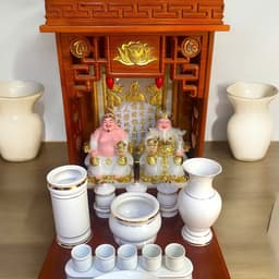 Set ban thần tài sứ trắng RỒNG VIỆT, bộ thờ thần tài đầy đủ cho gia chủ mệnh kim, thuỷ 3