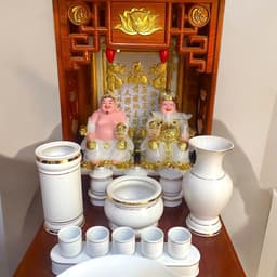 Set ban thần tài sứ trắng RỒNG VIỆT, bộ thờ thần tài đầy đủ cho gia chủ mệnh kim, thuỷ 5