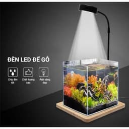 Đèn led đế gỗ 3,5,7,9w (Thuỷ sinh, bán cạn, terrarium) loại cả bộ đế gỗ - Ánh sáng trắng 7