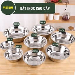Chậu sâu chất liệu inox siêu dày đủ size 18 - 40cm. Thau inox sâu lòng có viền cầm tay tiện lợi 6