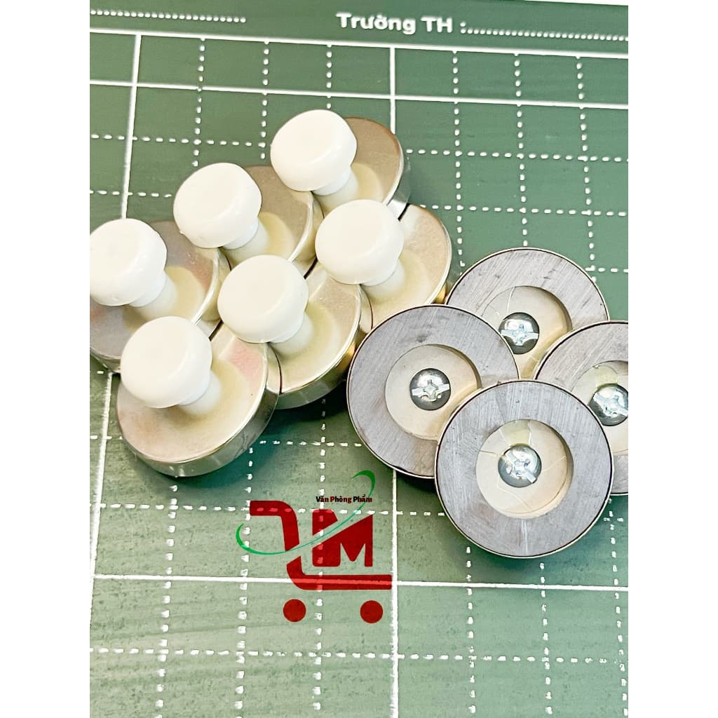 Combo 10 Cục Nam Châm Hít Bảng Size D27 Có Núm Trắng Cầm Tiện Lợi/Giúp Hít Giấy, Bản Vẽ, Bài Thuyết Trình Chắc Chắn